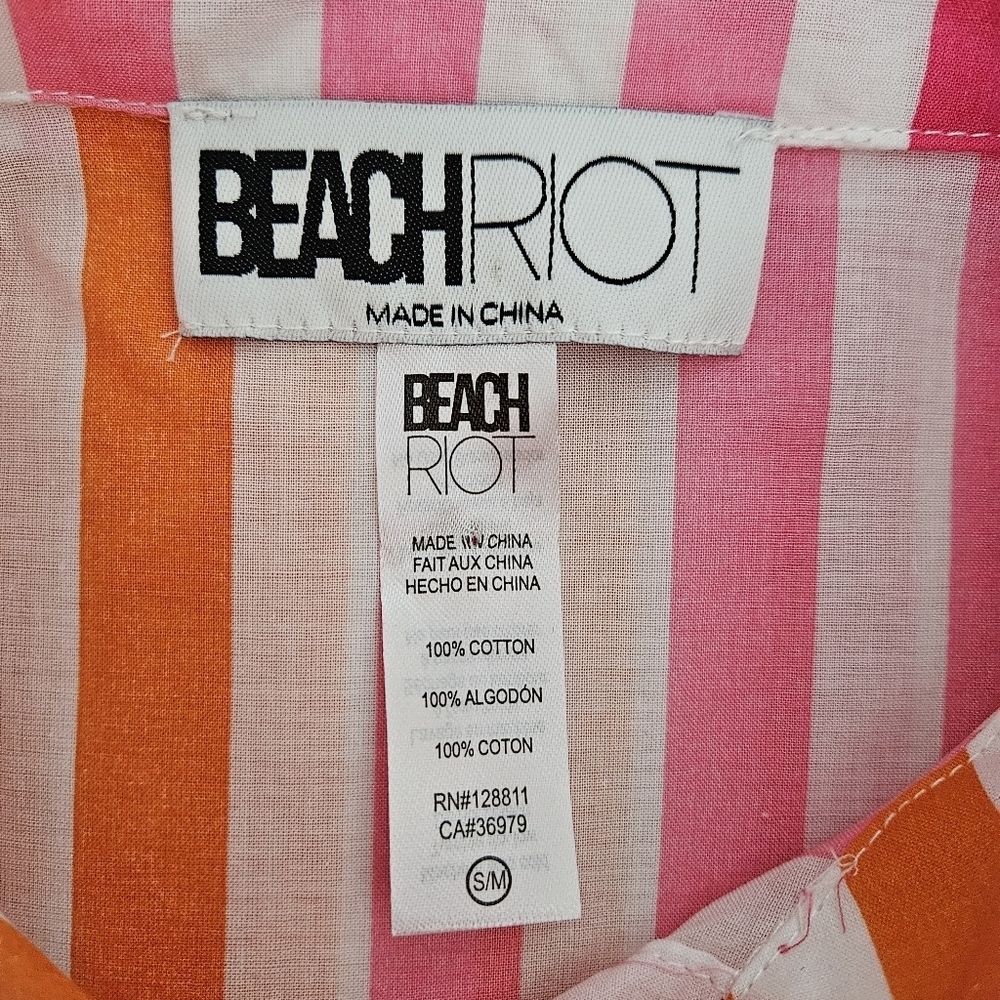Beach Riot Alexa CoverUp Shirt Sunset Stripe Long Sleeve Button Top Small Medium - Picture 7 of 9